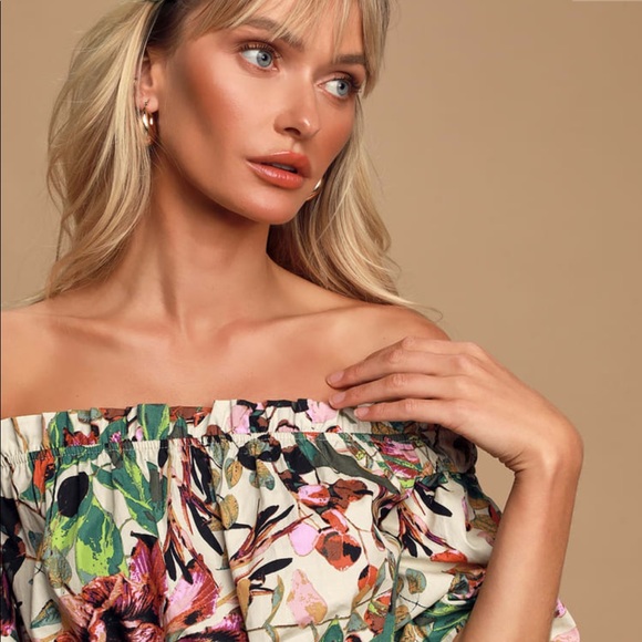 NWT | LULU’S Floral Off Shoulder Midi Dress | XS - Picture 3 of 11